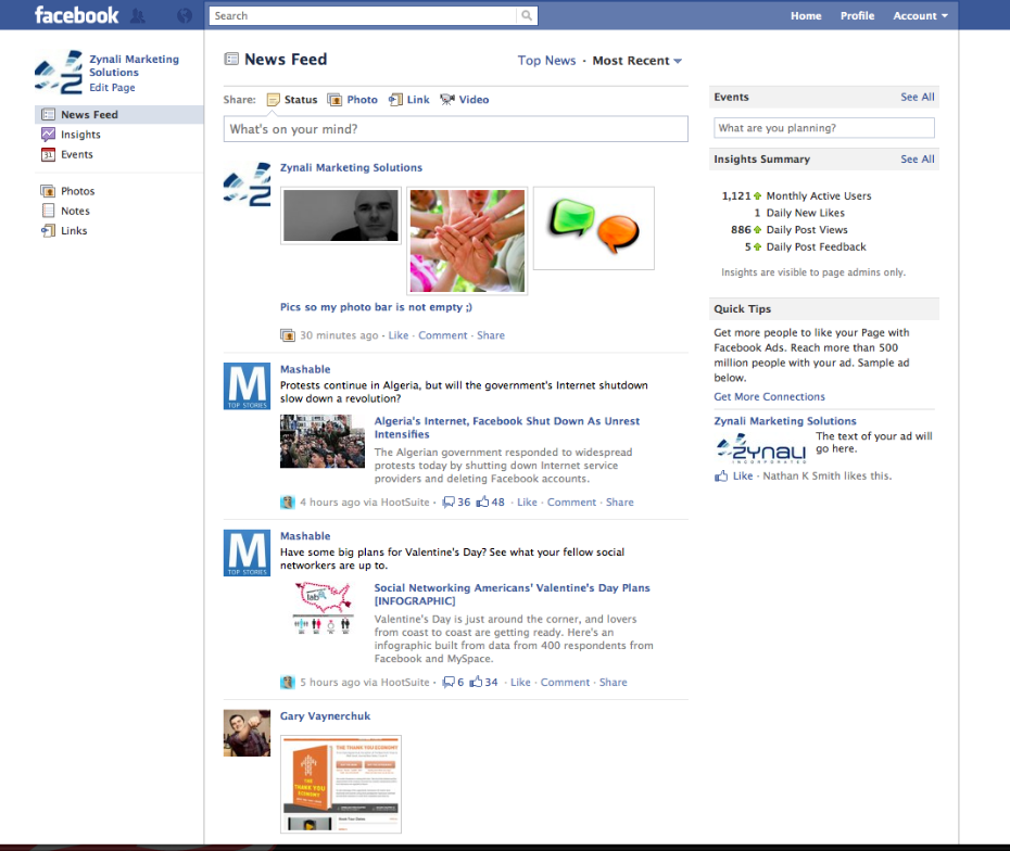 facebook newsfeed for facebook pages