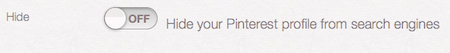 hide pinterest profile from search engines